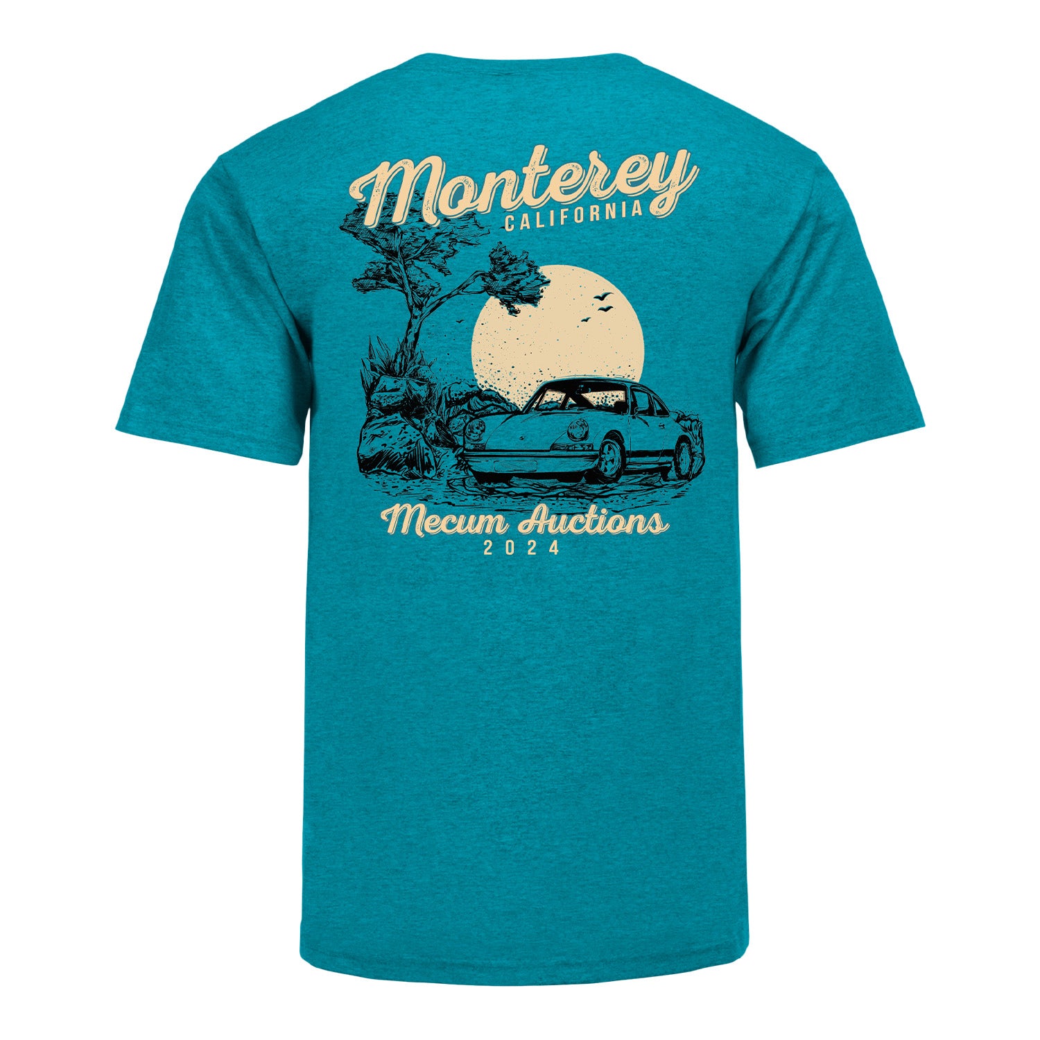 Mecum Auctions Teal Monterey Event T-Shirt - Back View