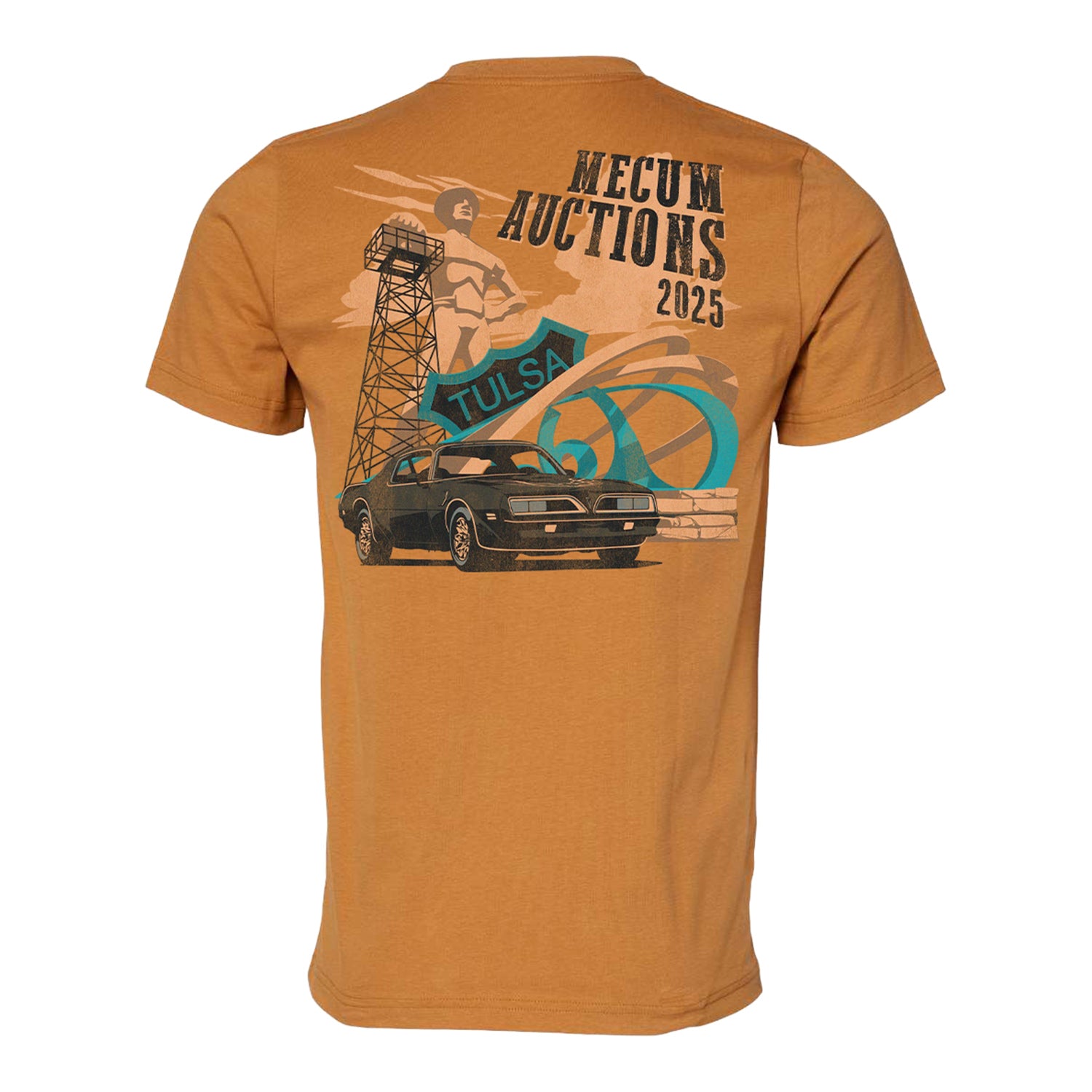 Mecum Auction Dark Gold Tulsa Event T-Shirt - Back View
