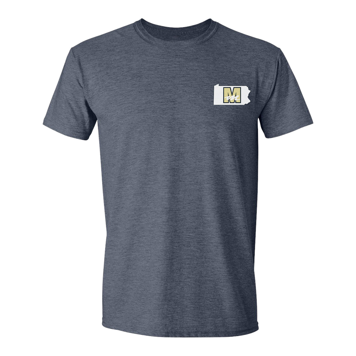 Mecum Auctions Heather Navy Dodge Daytona Harrisburg Event T-Shirt - Front View