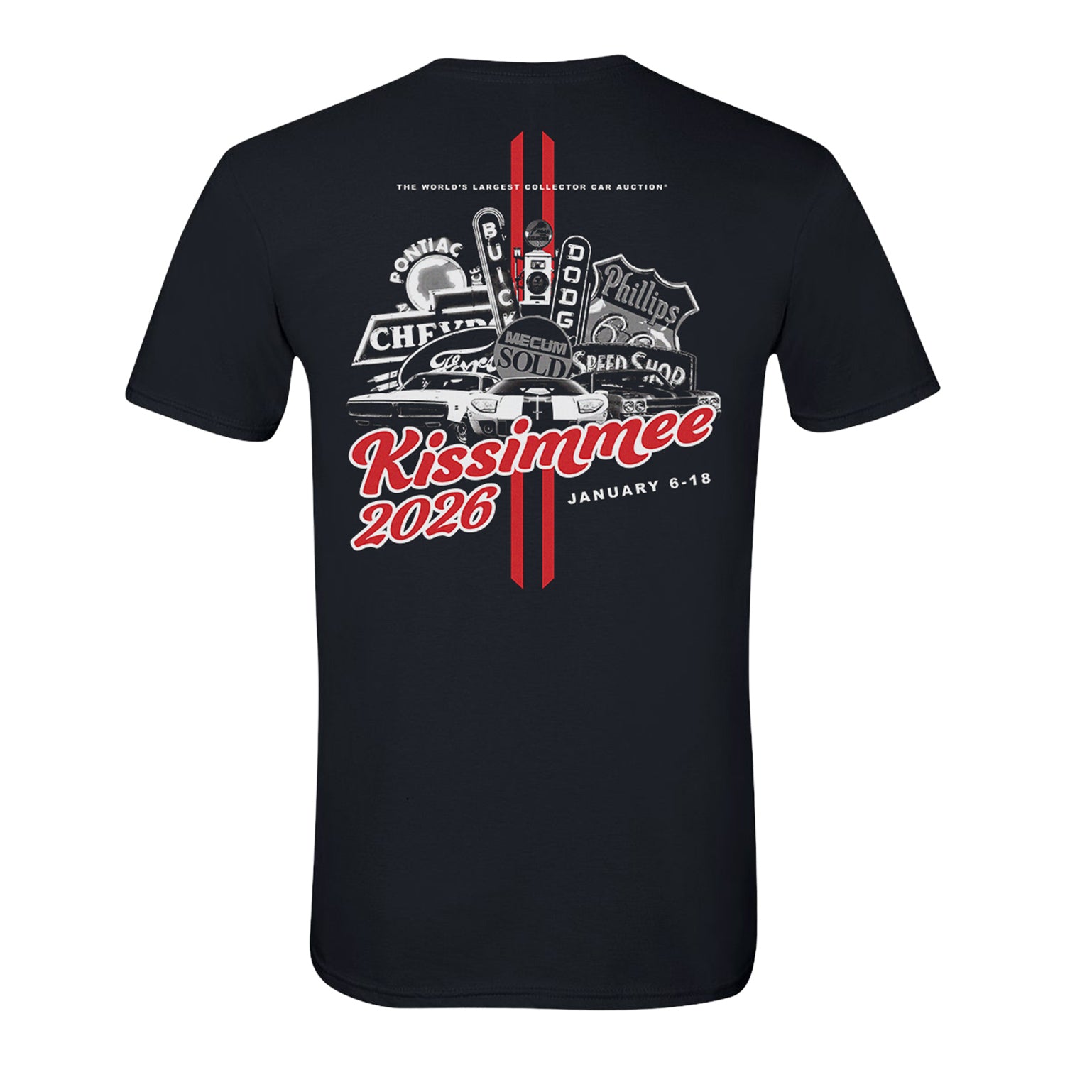 Mecum Auctions Kissimmee Event Collage Black T-Shirt - Back View