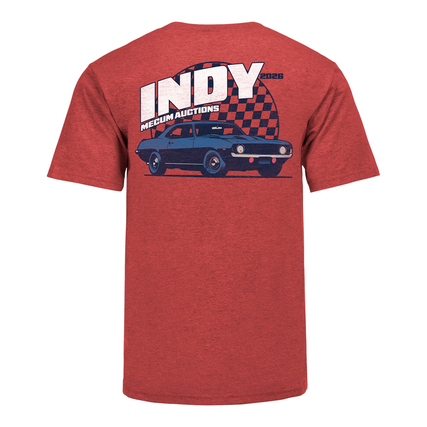 Mecum Auctions 2026 Indianapolis Event T-Shirt in Red - Back View