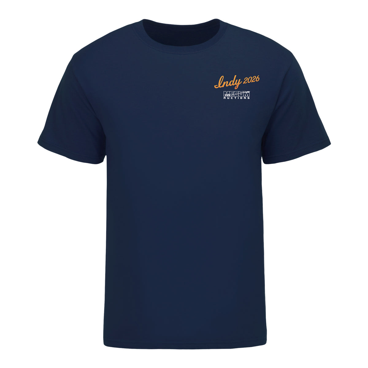 Dana Mecum's 39th Annual Spring Classics Indy 2026 T-Shirt in Navy - Front View