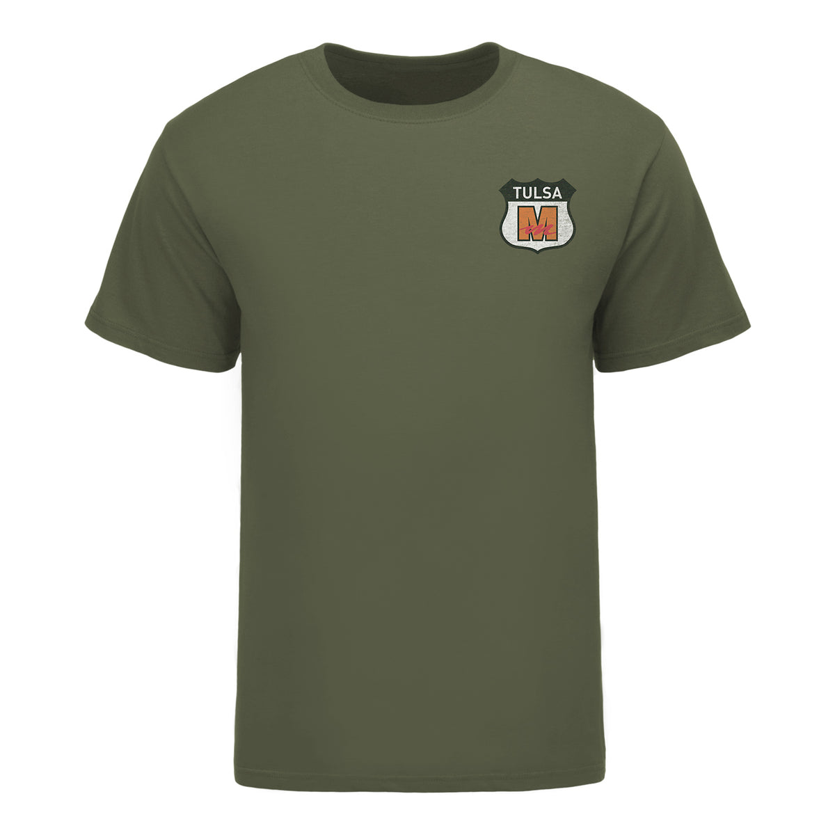 2026 Mecum Auctions Tulsa Event Tee in Green - Front View