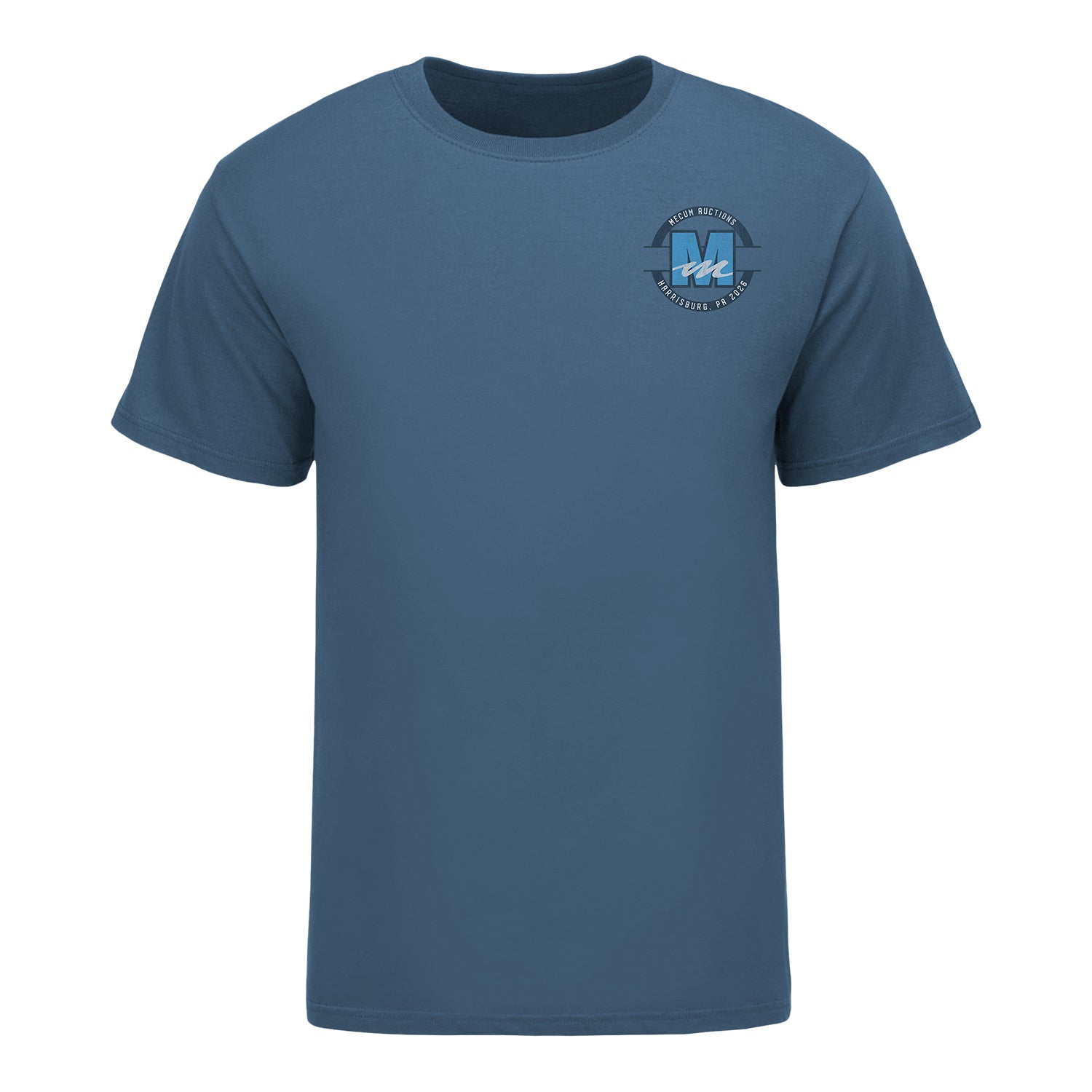 2026 MECUM Auctions Harrisburg Event Shirt in Blue - Back View