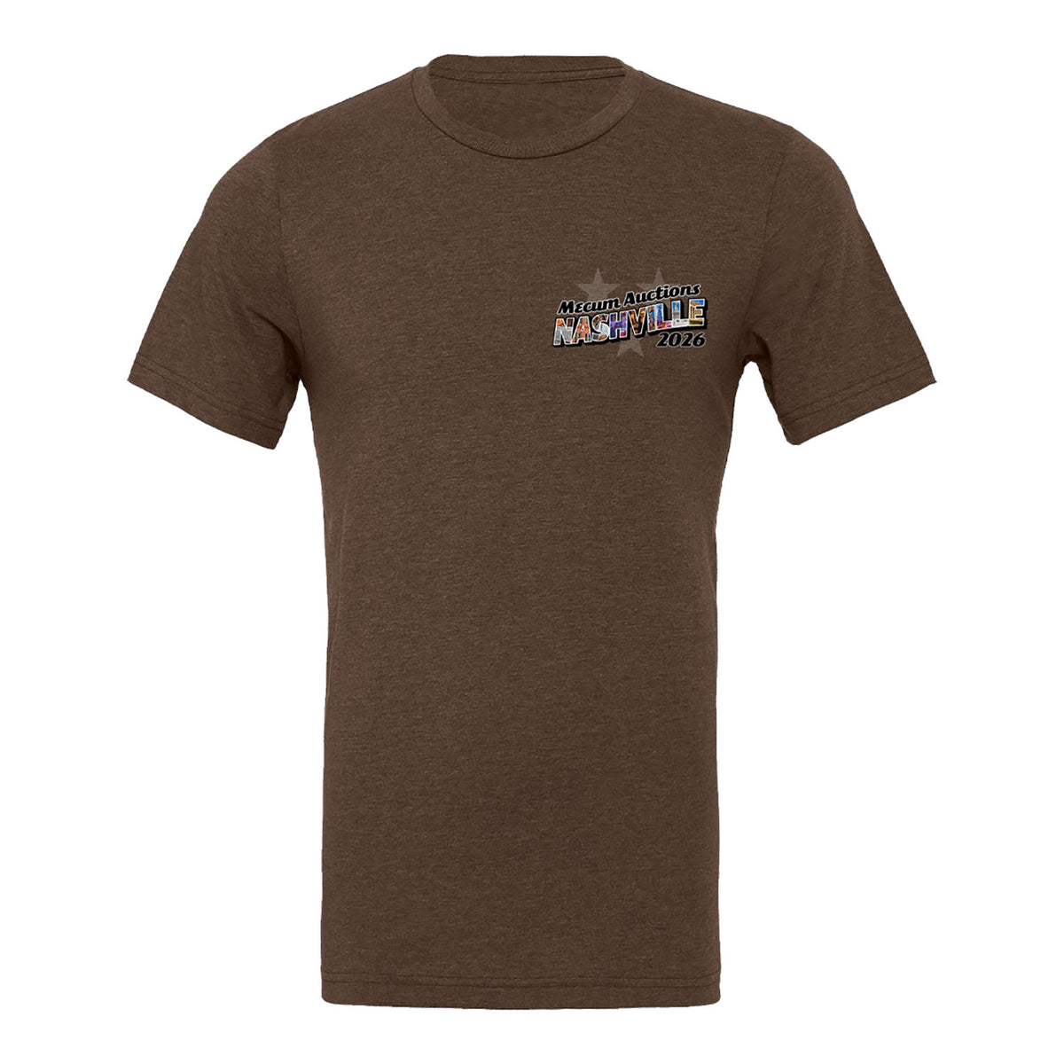 2026 MECUM Nashville Daytona Muscle Car Event Shirt in Brown - Front View