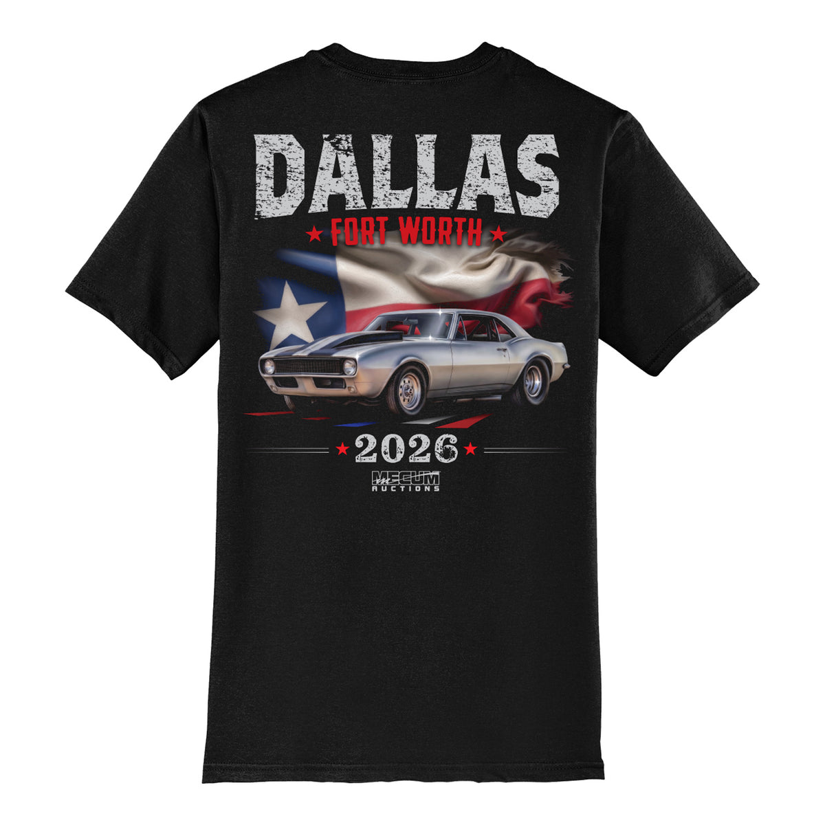 2026 Mecum Auctions Dallas Fort Worth Event T-Shirt - Back View