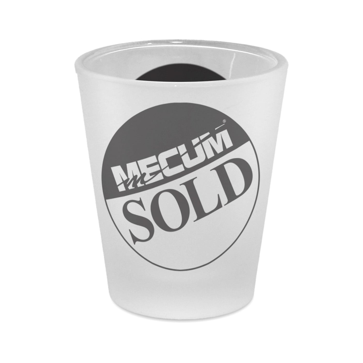 Mecum Auction Frosted Shot Glass - Front View