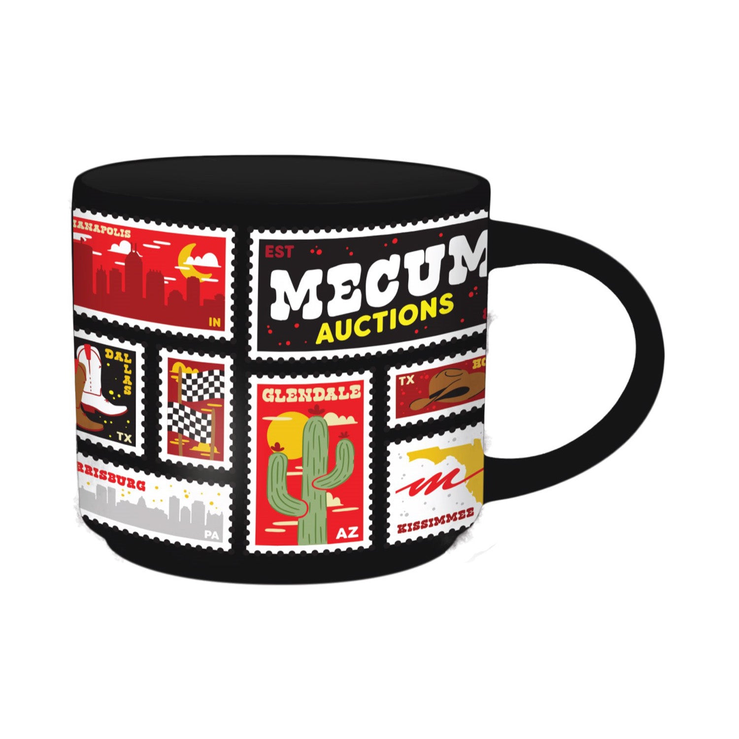 Mecum Auction Black Tour Mug - Duel Sided View