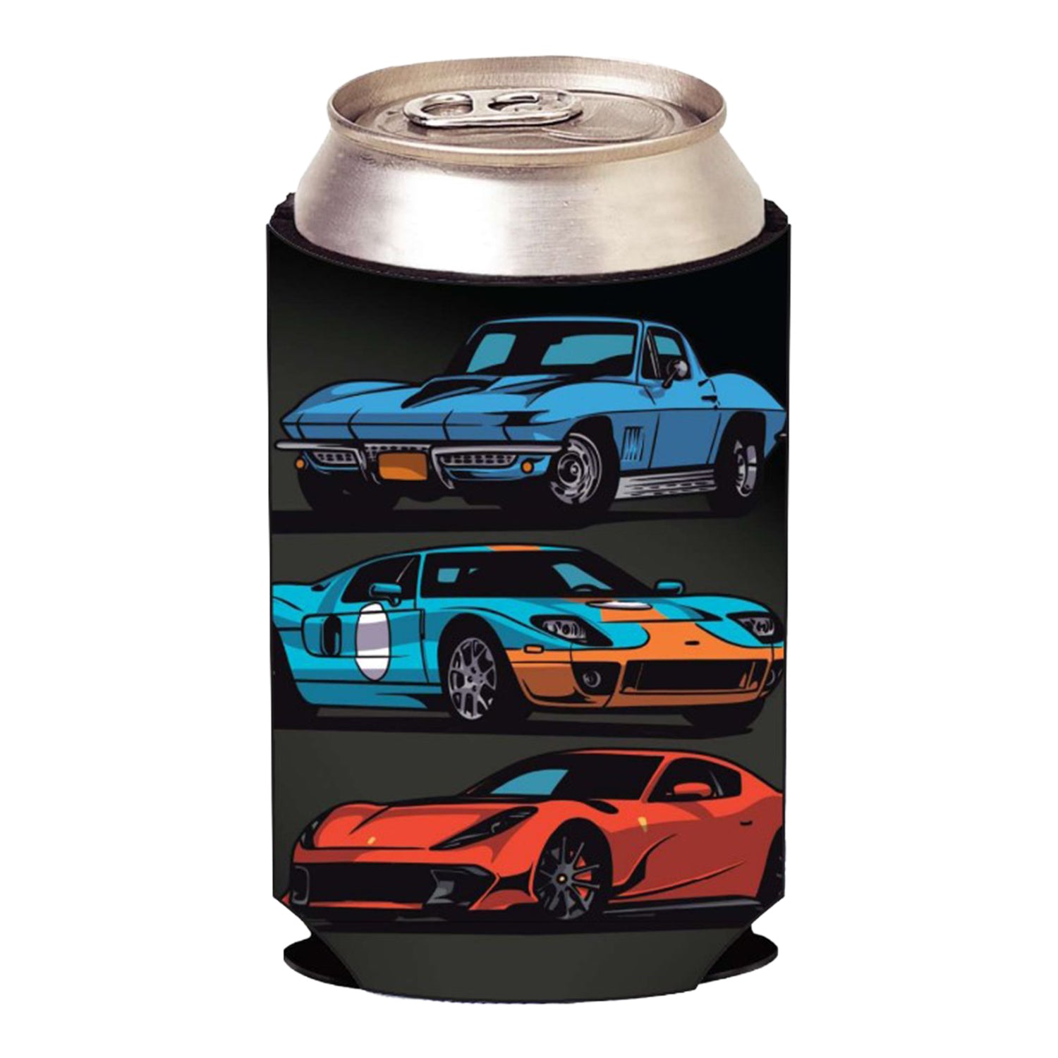 Mecum Auction Car Lot 12 oz Can Cooler - Front View