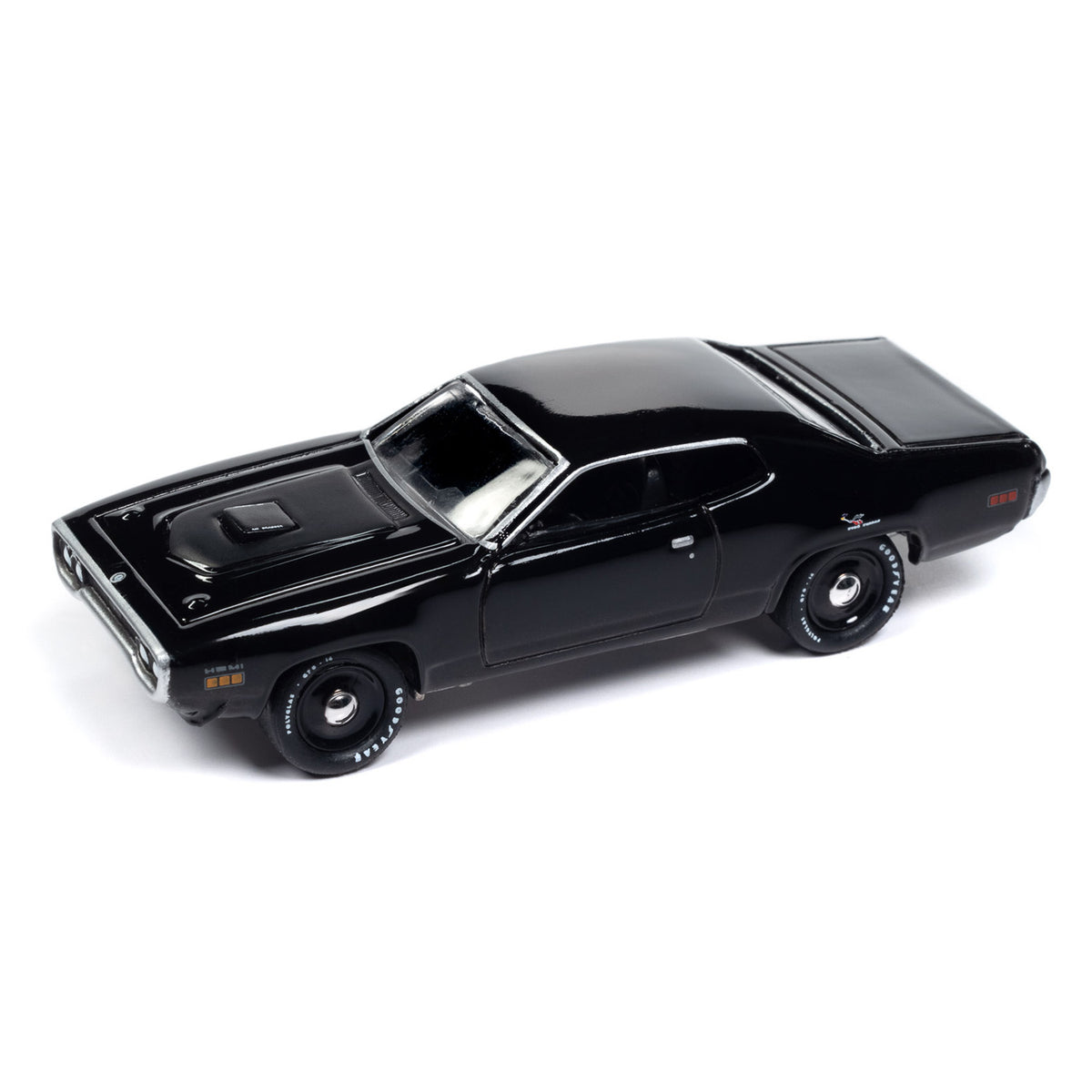 1971 Plymouth Road Runner 1:64 Diecast in Black - Angled Left Side View