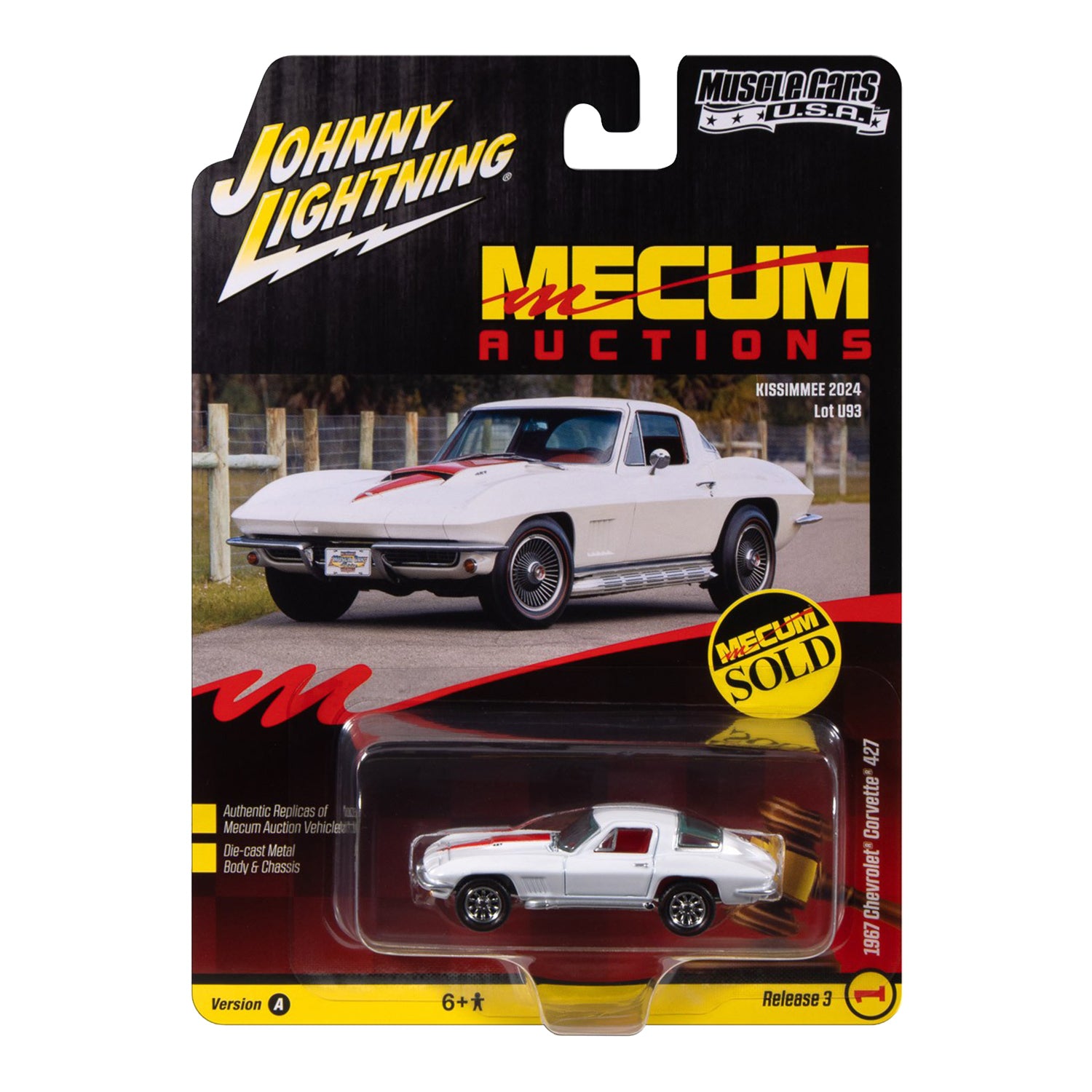 Mecum Auctions '67 Chevy Corvette White 1:64 Die-Cast - Close Up View