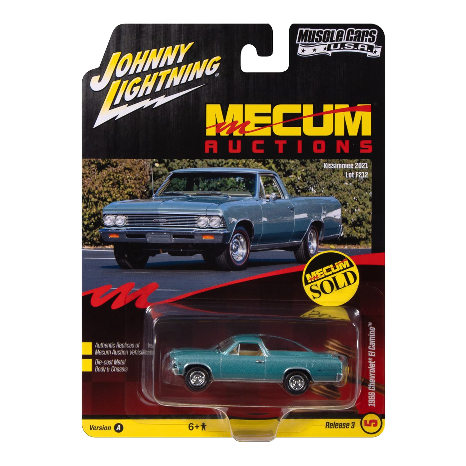 Mecum Auctions '66 Chevy El Camino Turquoise 1:64 Die-Cast - Front View