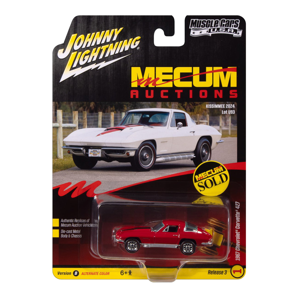 Mecum Auctions '67 Chevy Corvette Red 1:64 Die-Cast - Package View