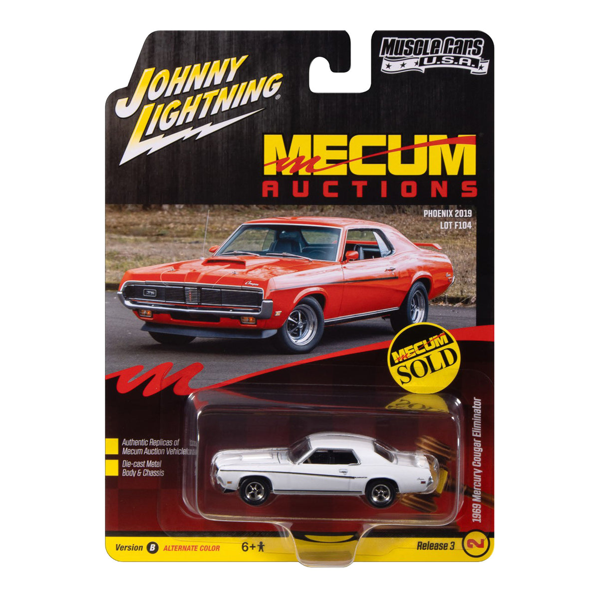 Mecum Auctions '69 Mercury Cougar Eliminator 1:64 Die-Cast - Package View