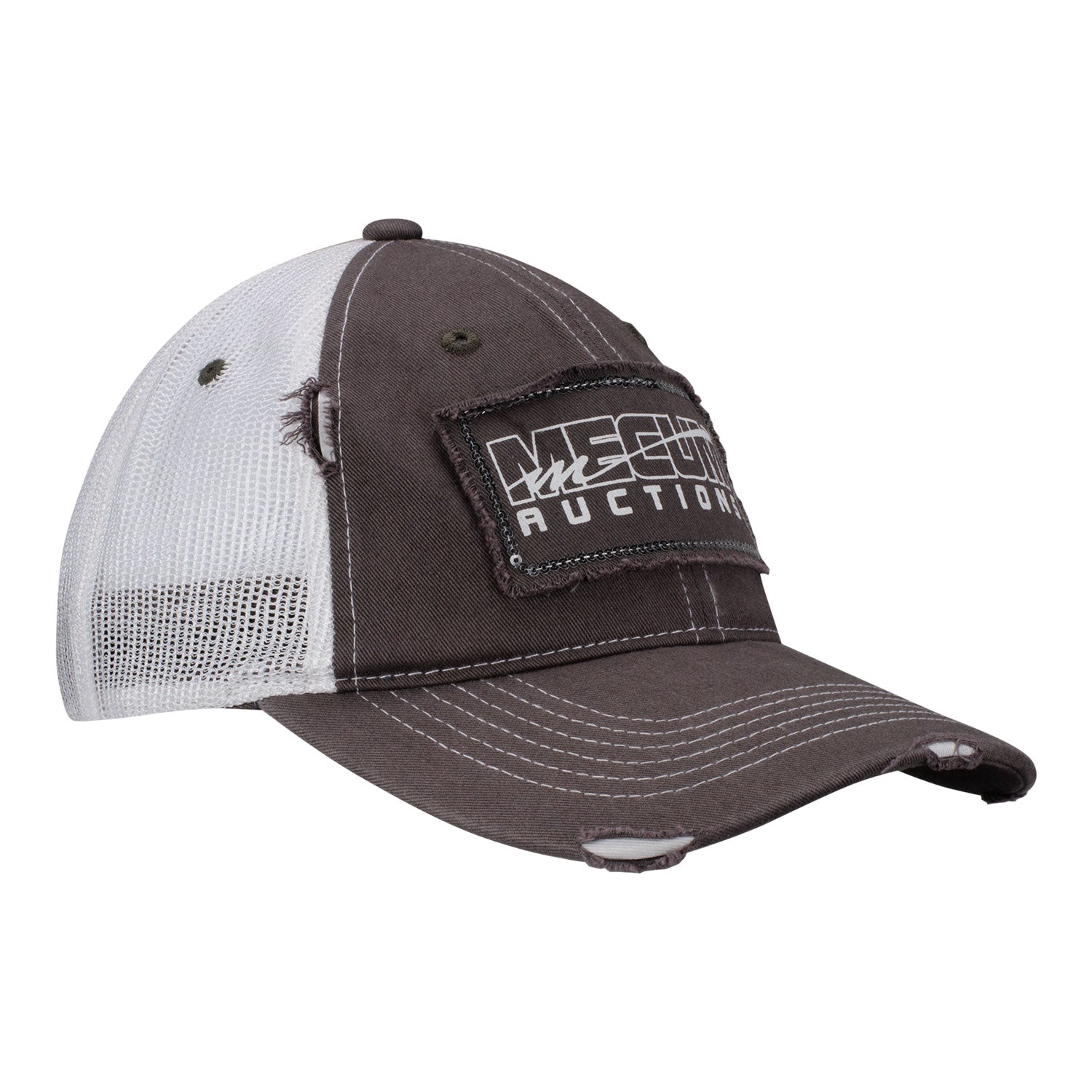 Mecum Auctions Ladies Grey Distressed Mesh Hat - Front View