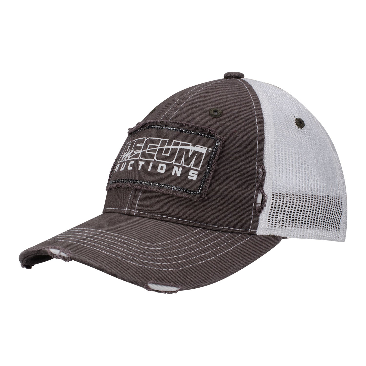 Mecum Auctions Ladies Grey Distressed Mesh Hat - Front View