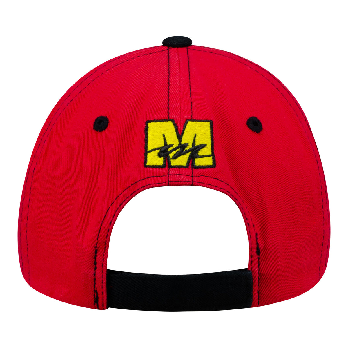 Mecum Auction Red Distressed Unstructured Hat - Back View