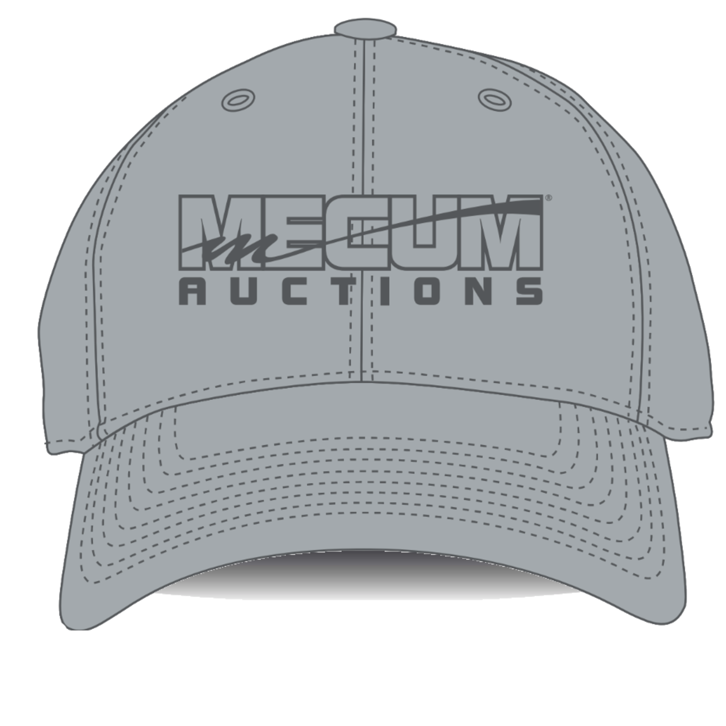 Mecum Auctions Sports Grey Structured Snapback - Front View