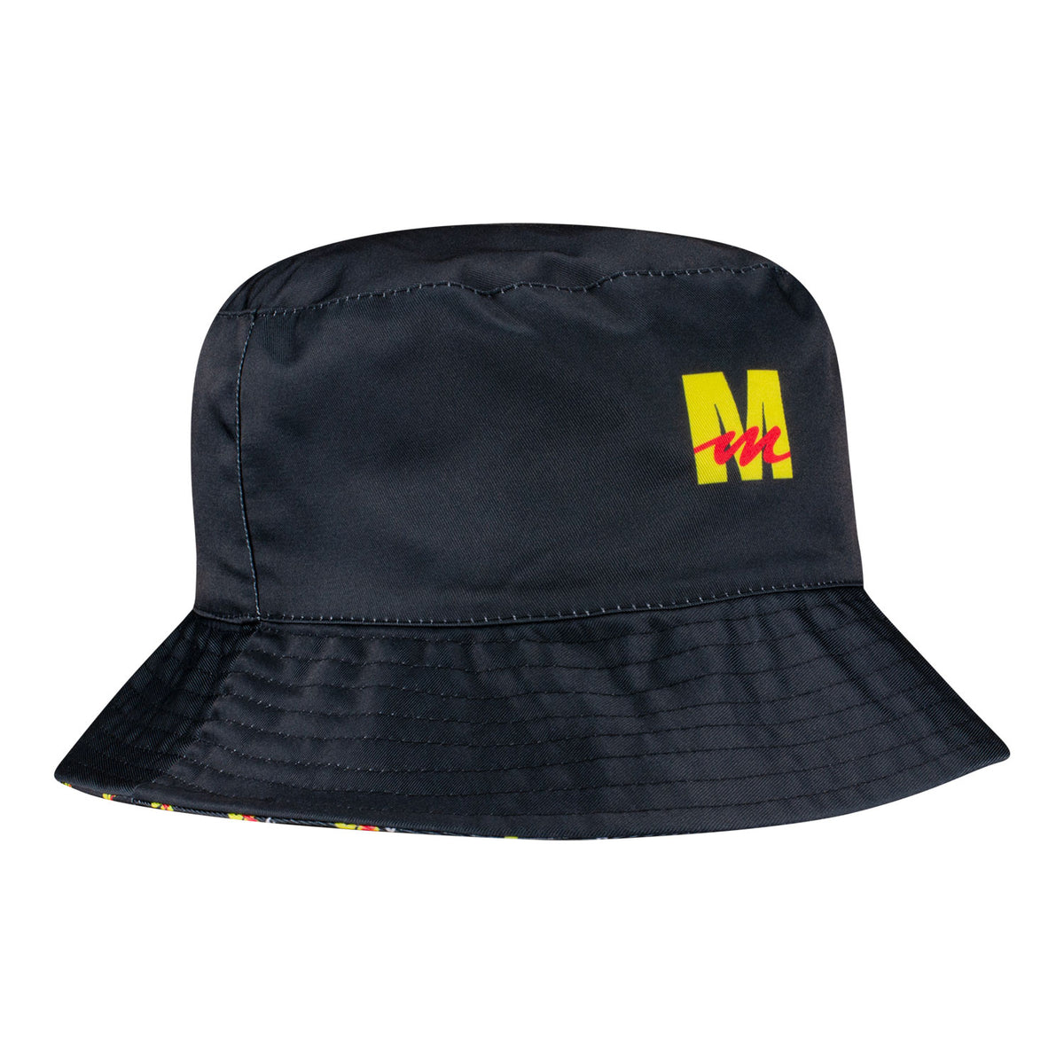 Mecum Auctions Reversible Bucket Hat - Black with M Block Logo Side - Angled Right Side View