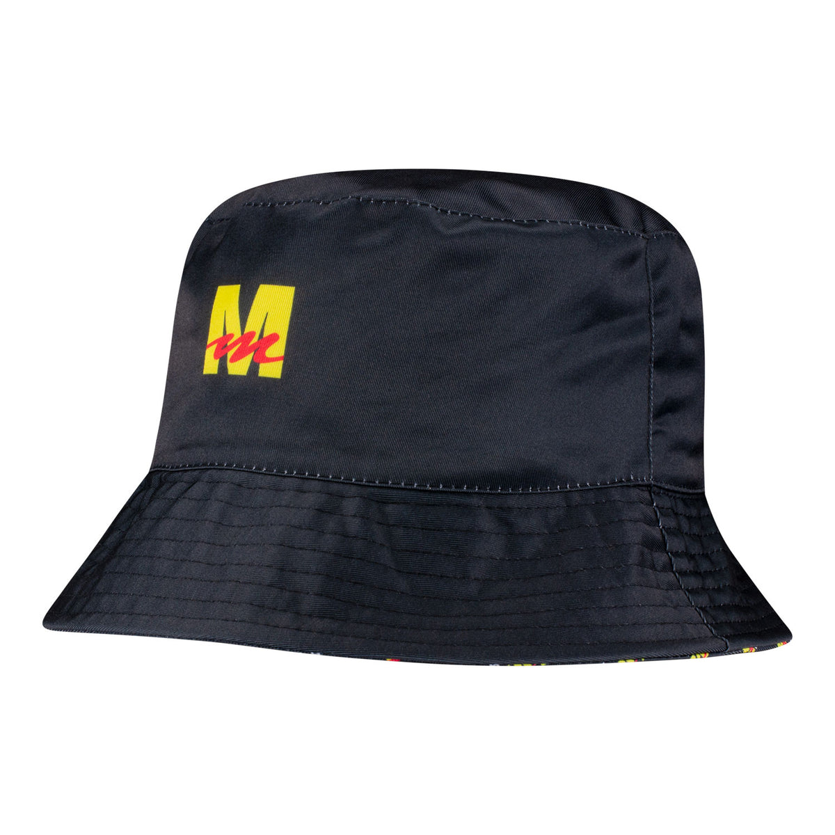 Mecum Auctions Reversible Bucket Hat - Black with M Block Logo Side - Angled Left Side View