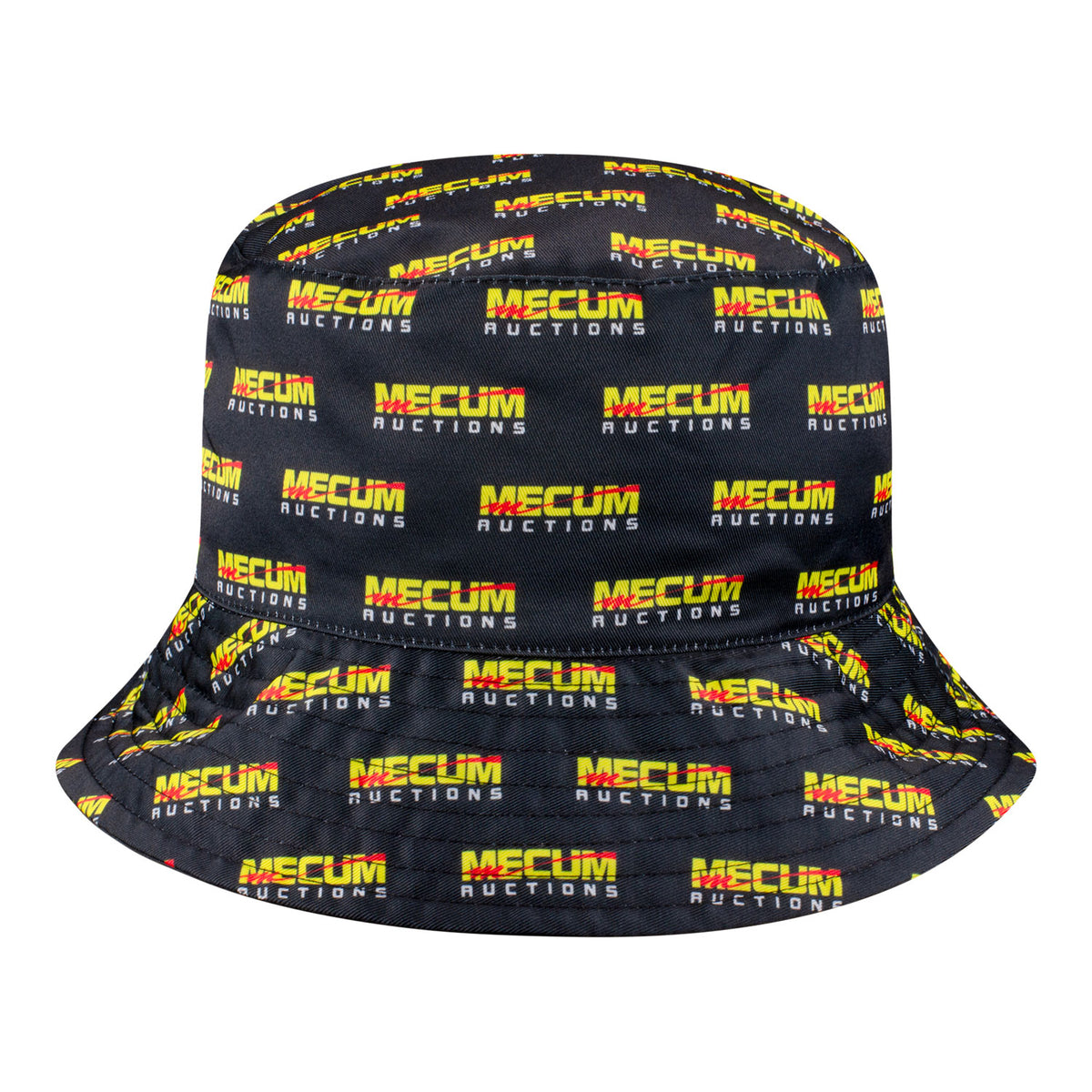 Mecum Auctions Reversible Bucket Hat - Black with Yellow Mecum Wordmark Logo - Back View