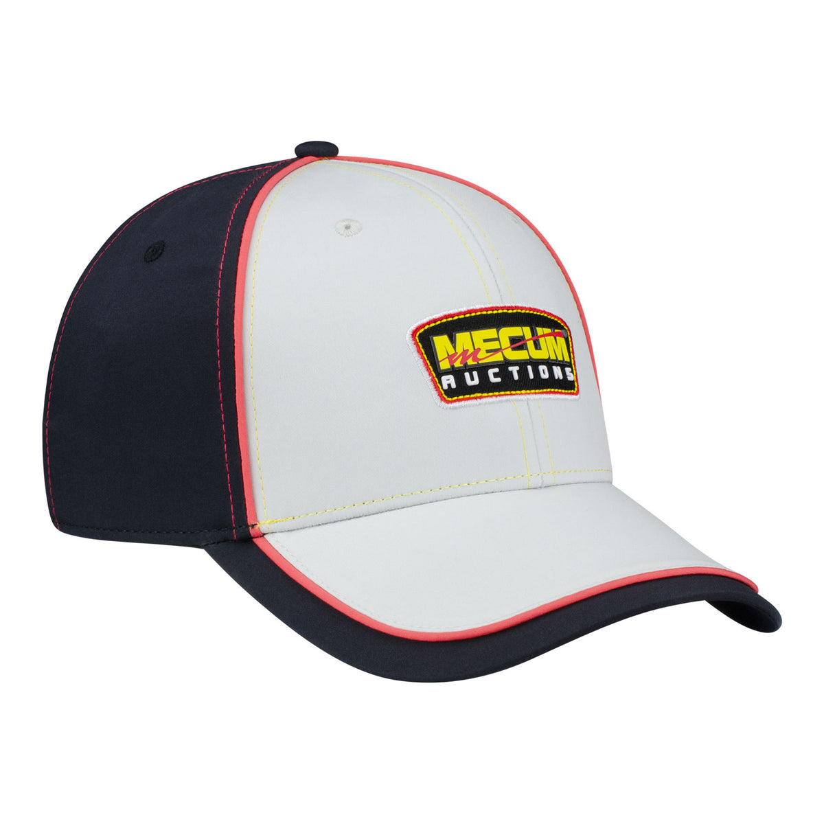 Mecum Auction Grey Structured Contrast Stitched Hat - Angled Right Side View