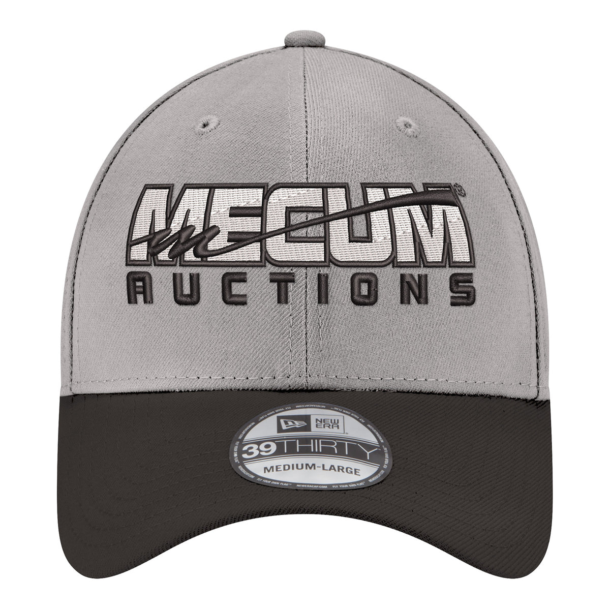 Mecum Auctions New Era 3930 Flex Hat In Grey & Black - Front View