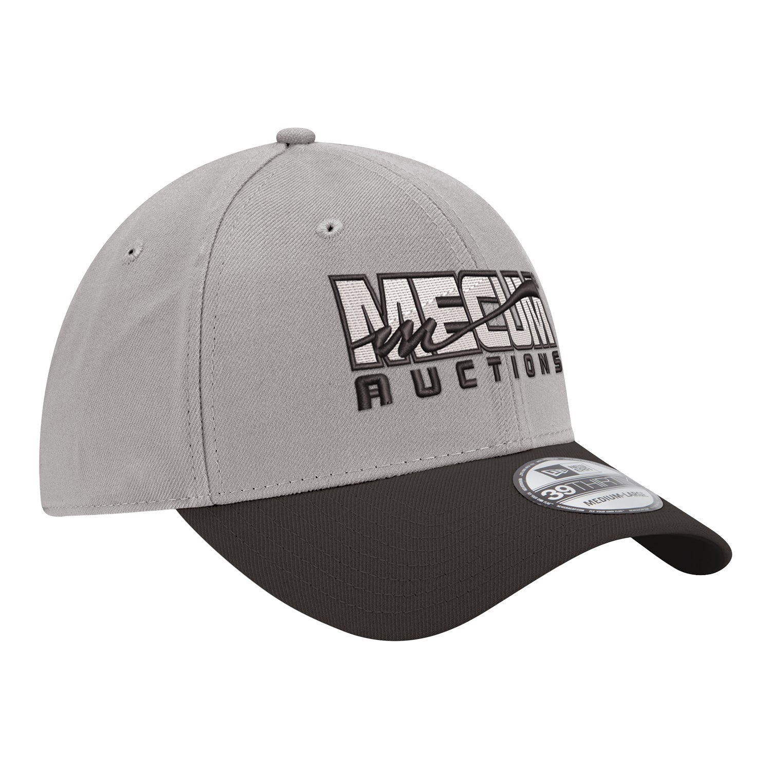 Mecum Auctions New Era 3930 Flex Hat In Grey & Black - Angled Left Side View