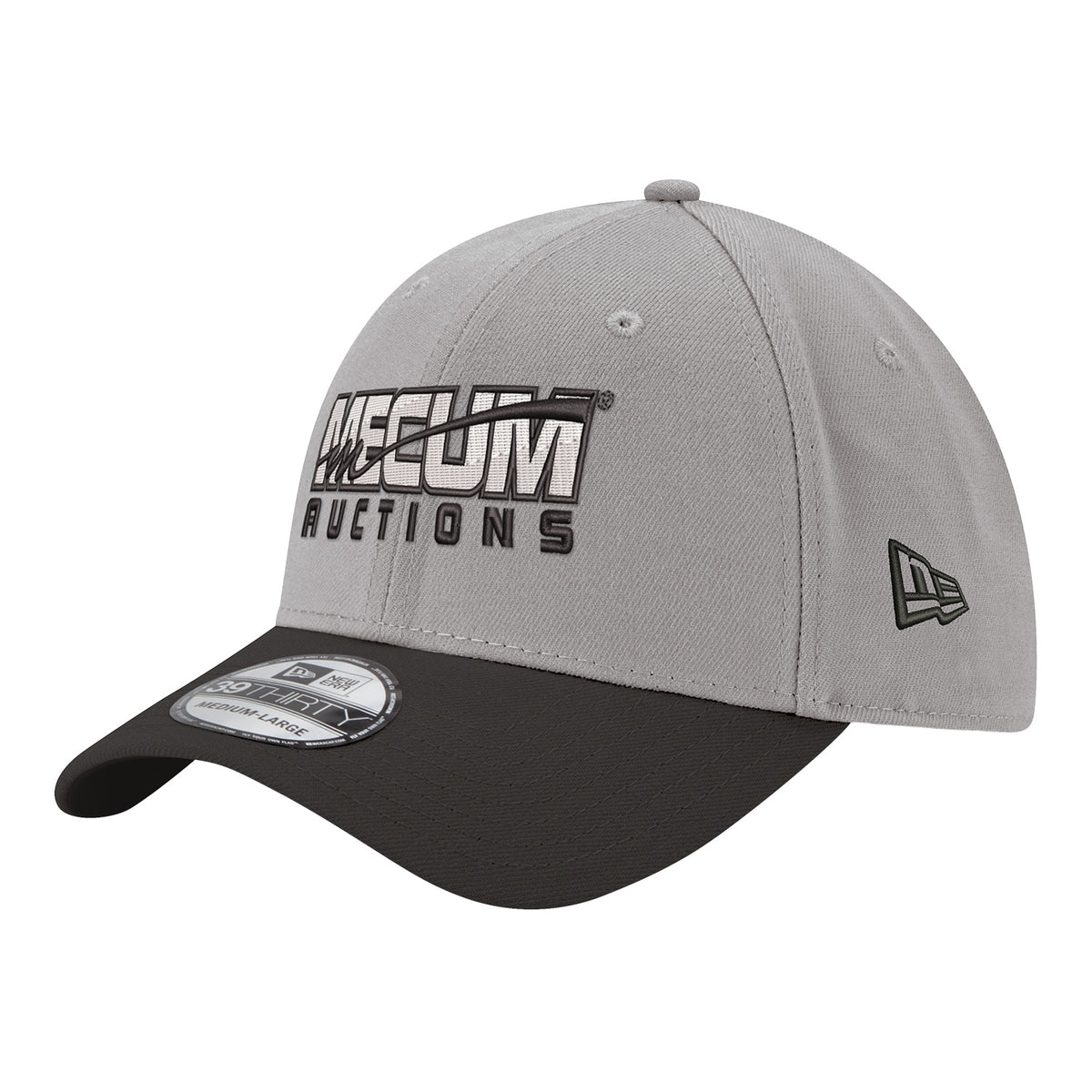 Mecum Auctions New Era 3930 Flex Hat In Grey & Black - Angled Left Side View