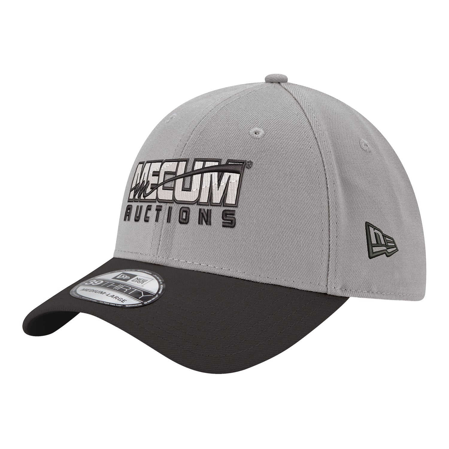 Mecum Auctions New Era 3930 Flex Hat In Grey & Black - Angled Left Side View