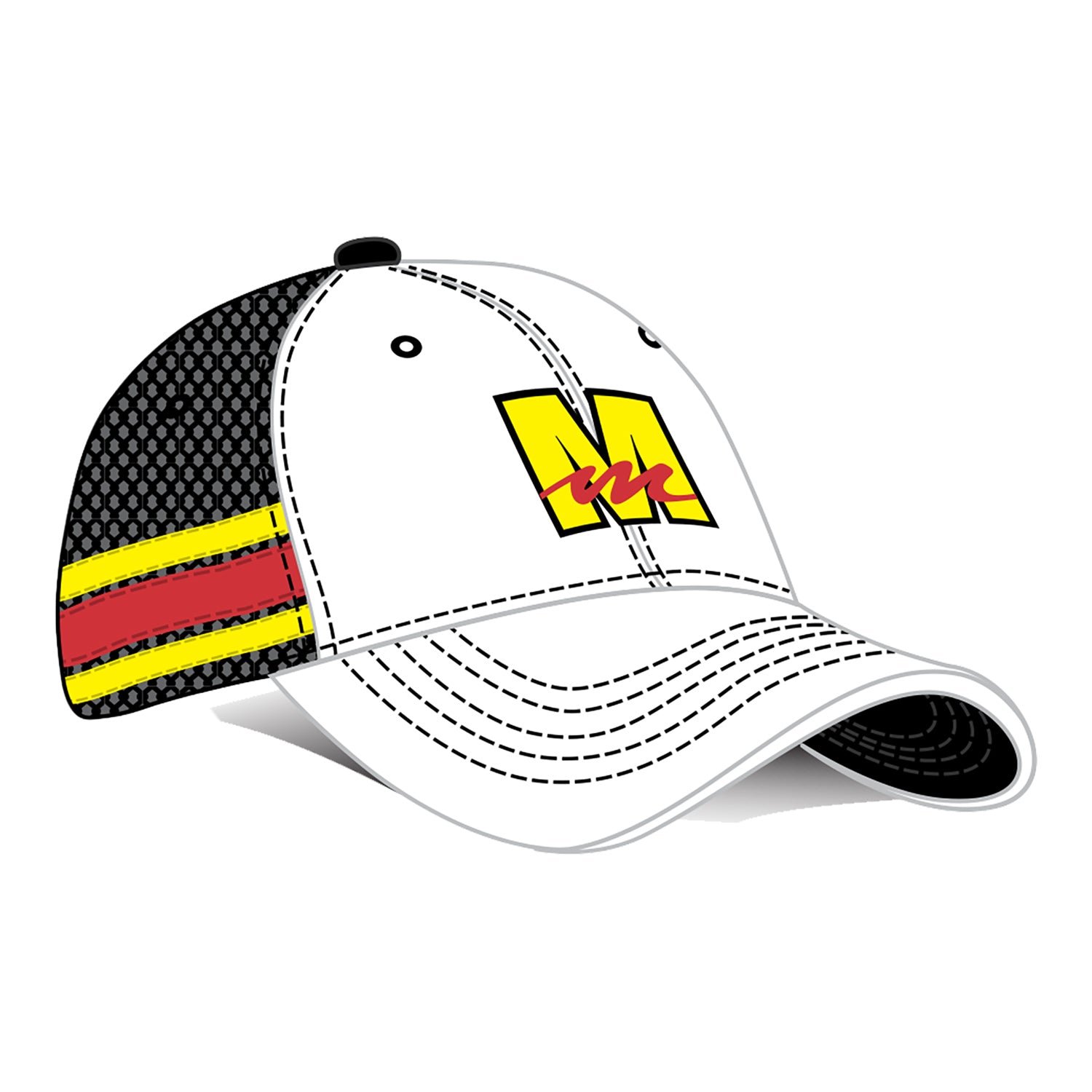 Mecum Auctions Stripe Meshback Hat in White - Front Left View