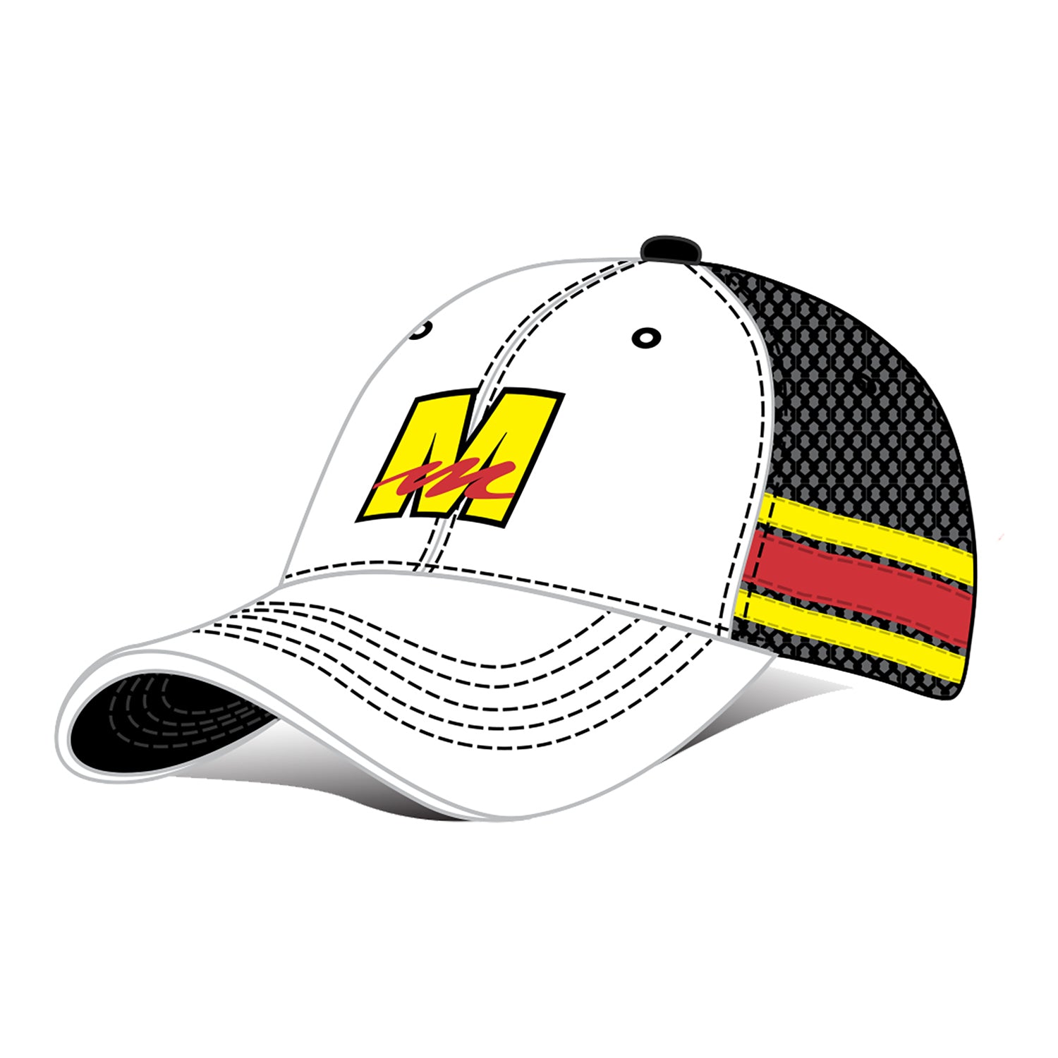 Mecum Auctions Stripe Meshback Hat in White - Front Left View
