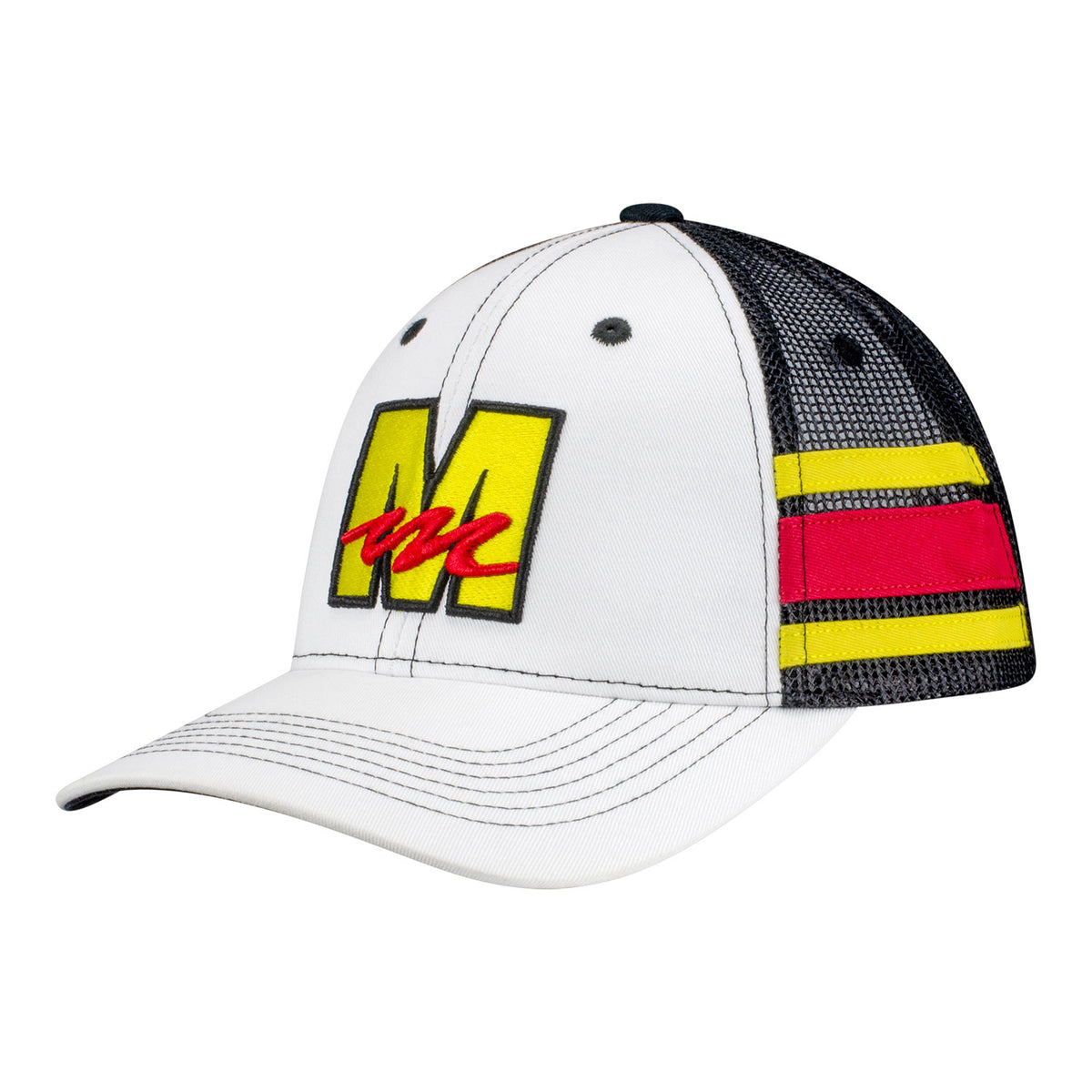 Mecum Auctions Stripe Meshback Hat in White - Back View