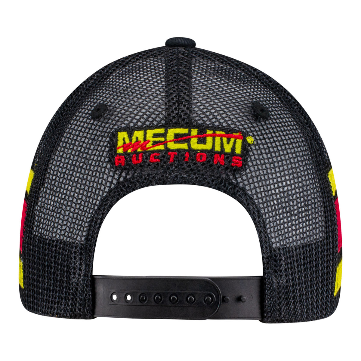 Mecum Auctions Stripe Meshback Hat in White - Back View