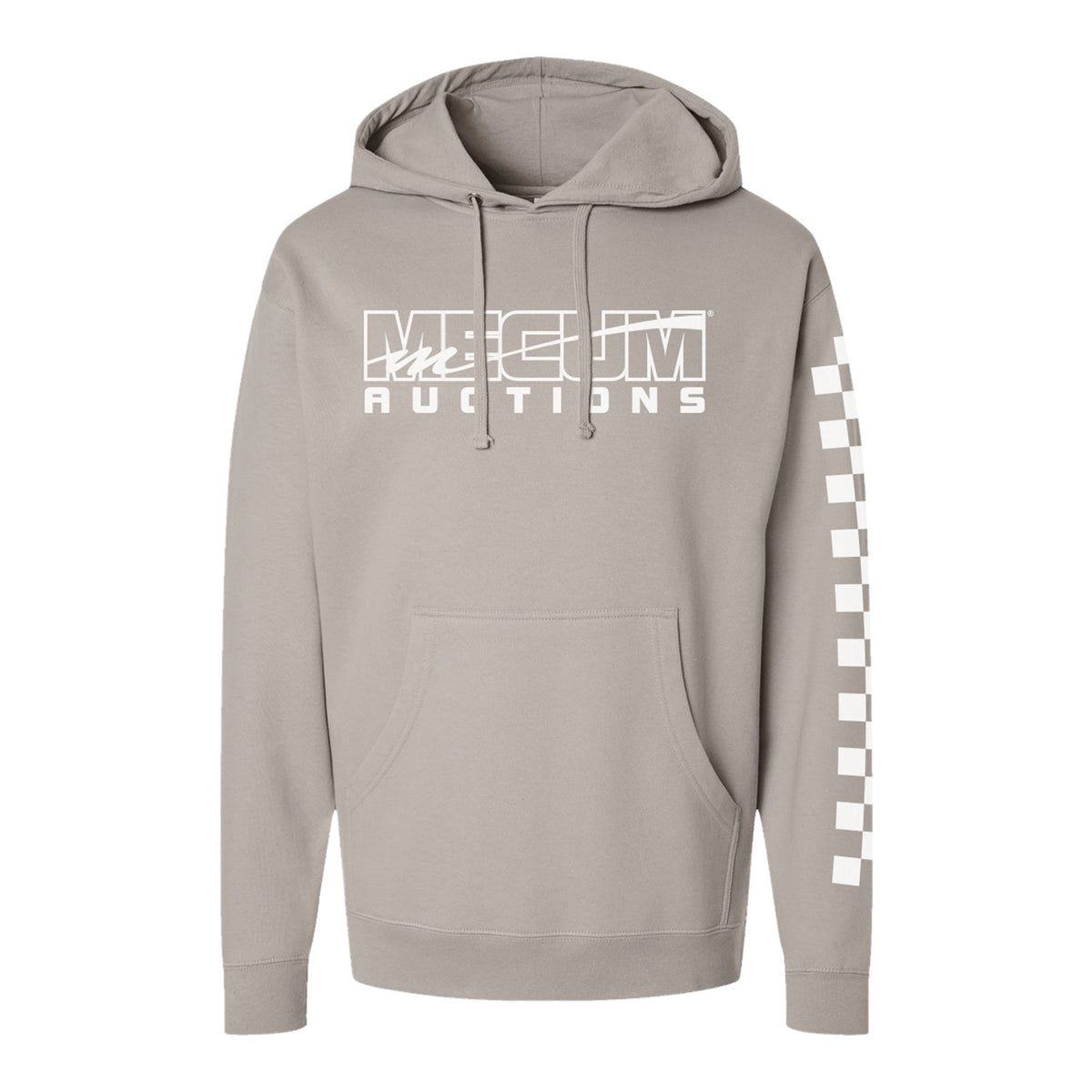 Mecum Auctions Cement Grey Checkered Hoodie - Front View