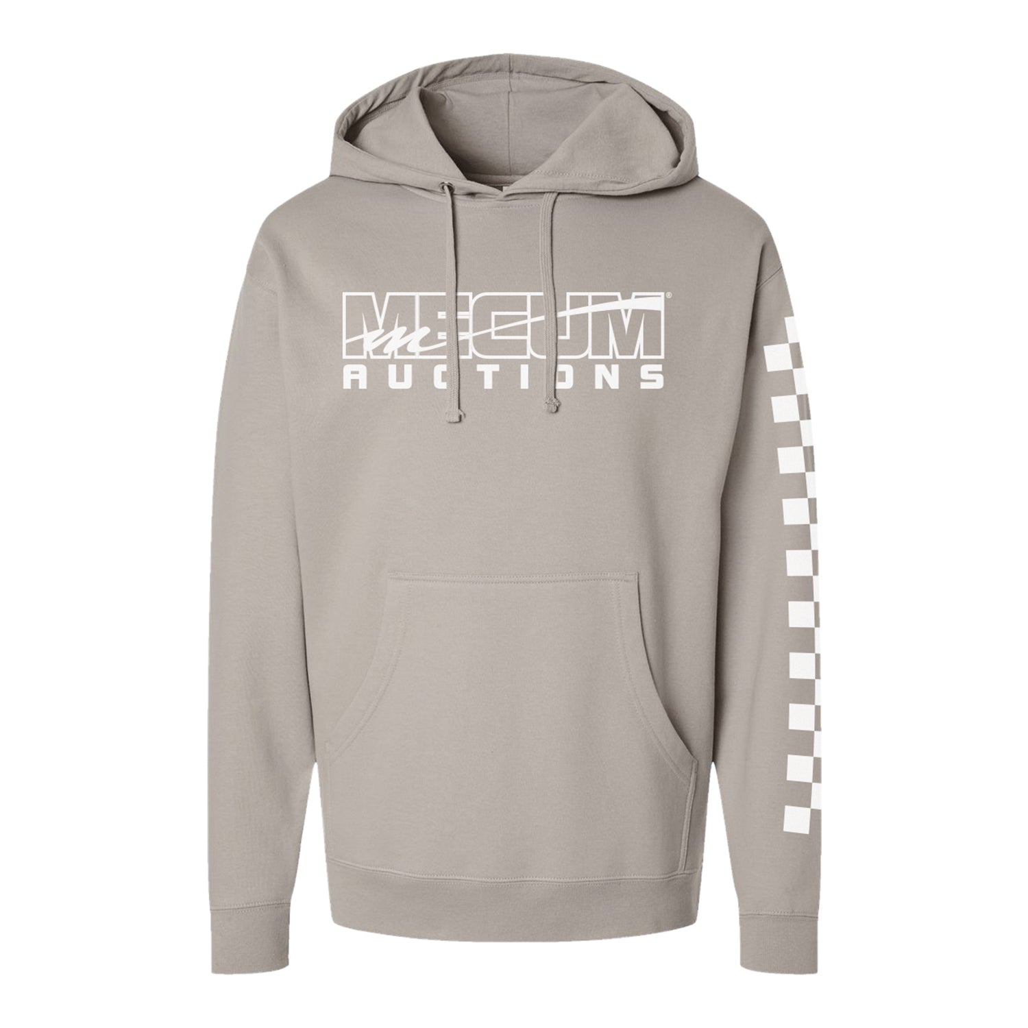 Mecum Auctions Cement Grey Checkered Hoodie - Front View