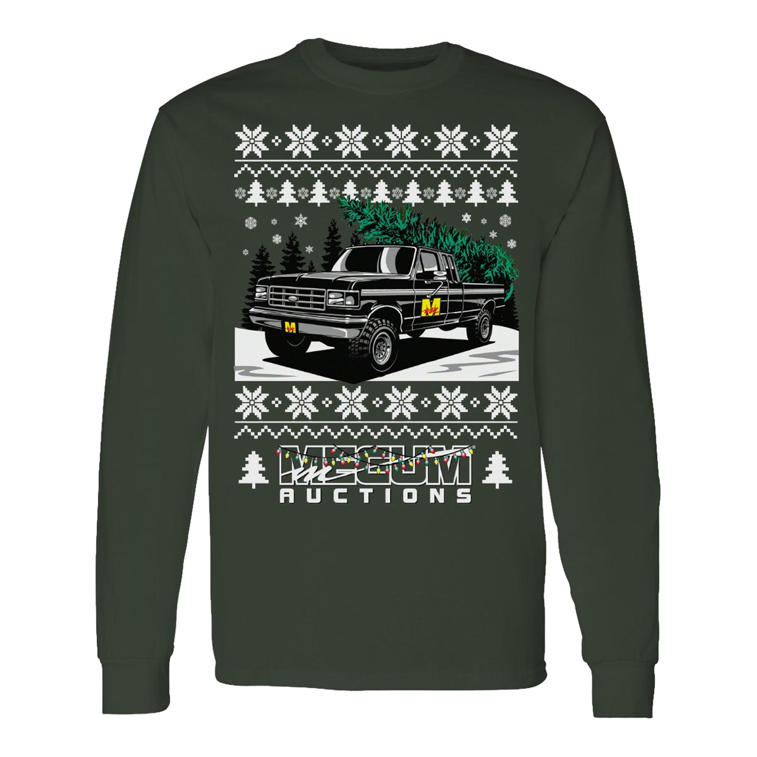 Mecum Auctions Green Christmas Crewneck - Front View