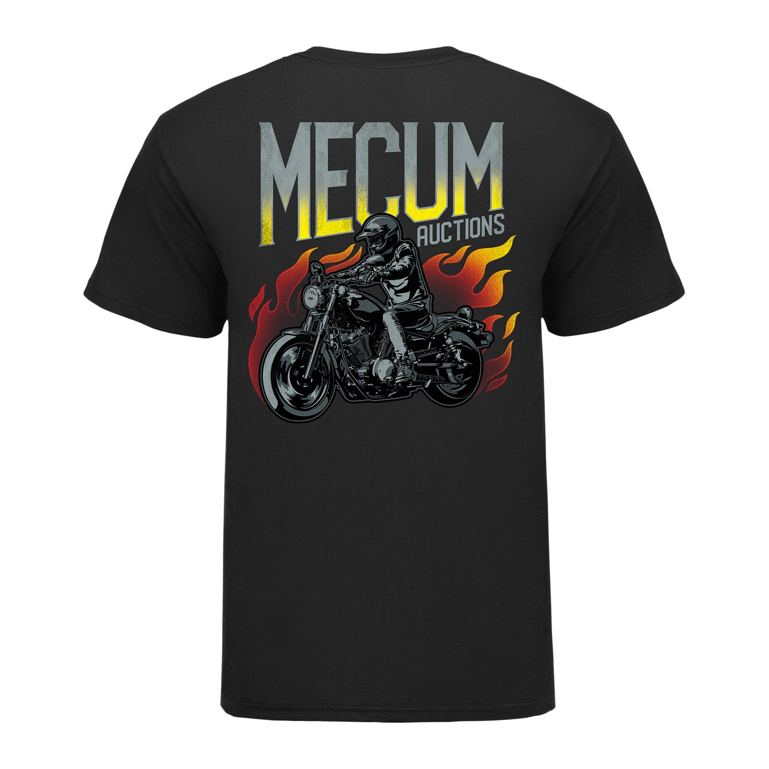 Mecum Auction Black Motorcycle Ghost Rider T-Shirt - Back View