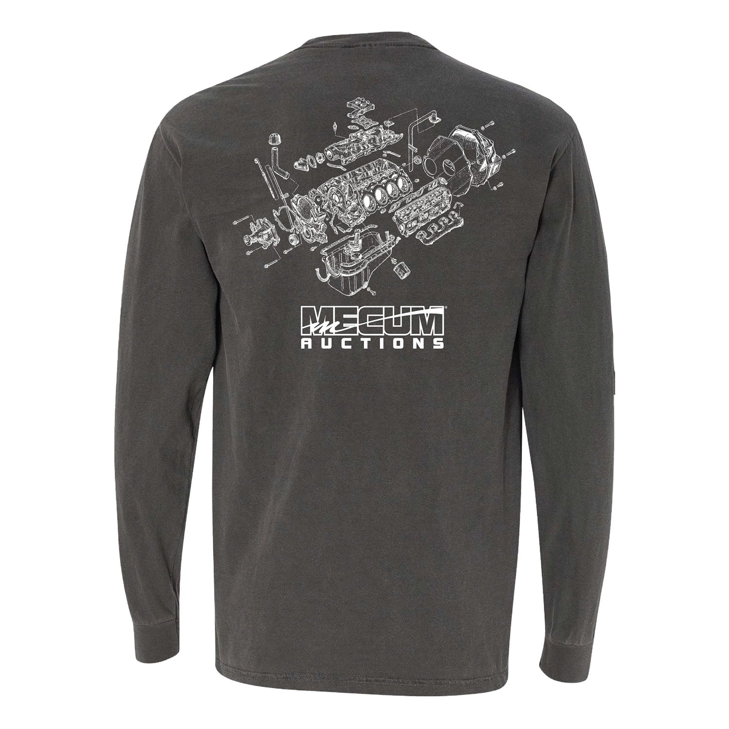 Mecum Auction Garage Pocket Longsleeve T-Shirt in Black - Back View