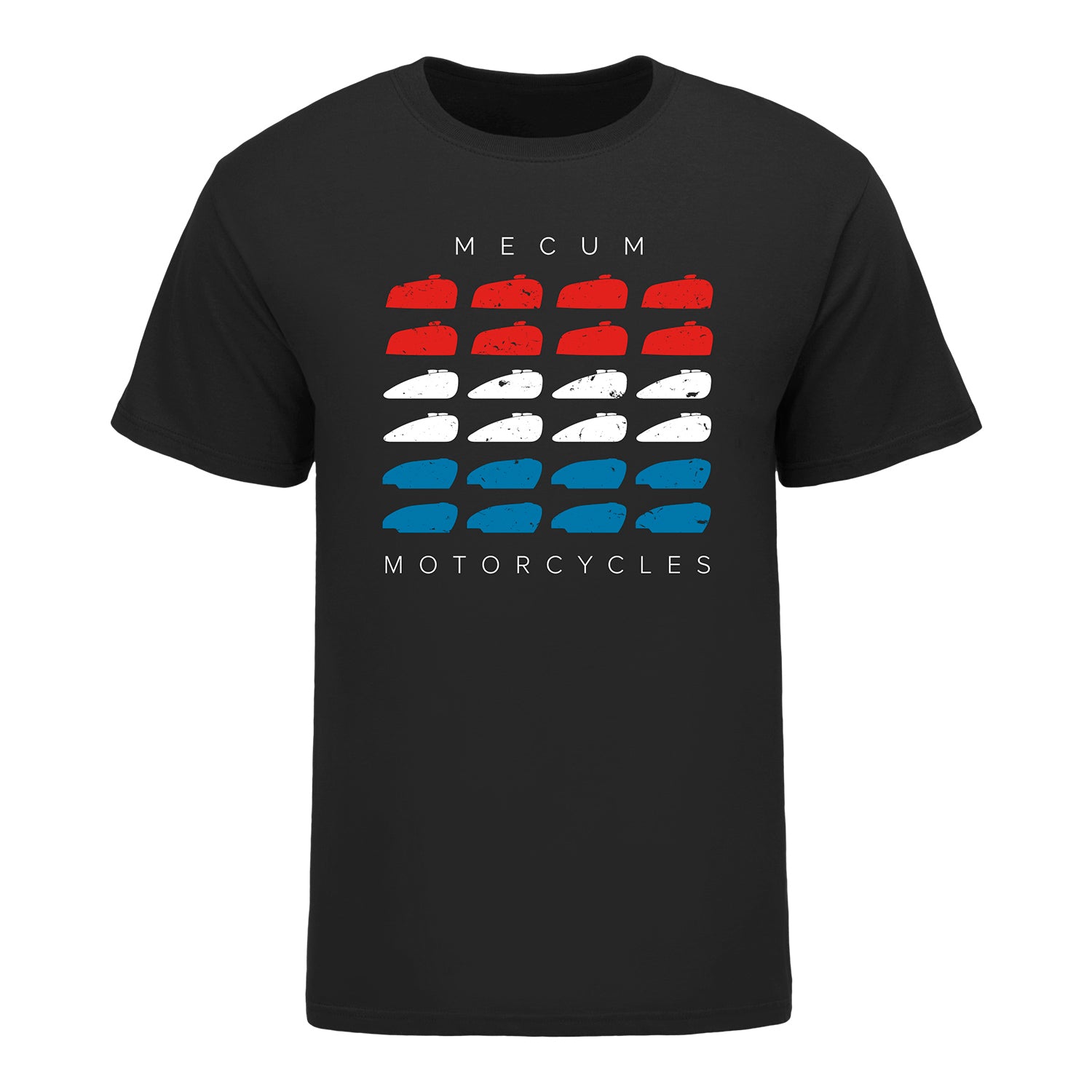 Mecum Auction Black Motorcycle Americana T-Shirt - Front View