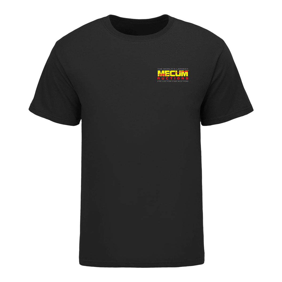 Mecum Auction Black Speedometer T-Shirt In Black - Front View