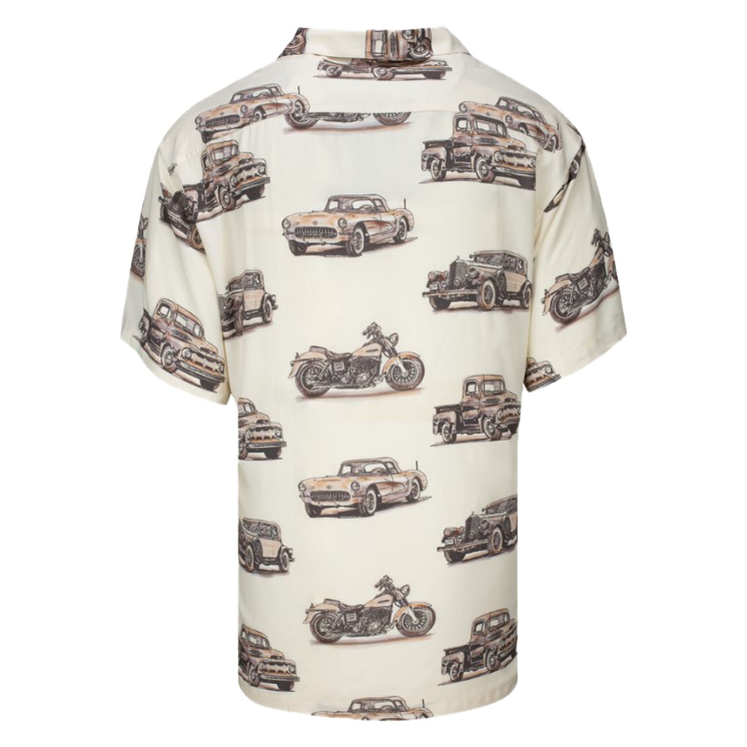 Mecum Auctions Beige Throwback Button Down T-Shirt - Front View