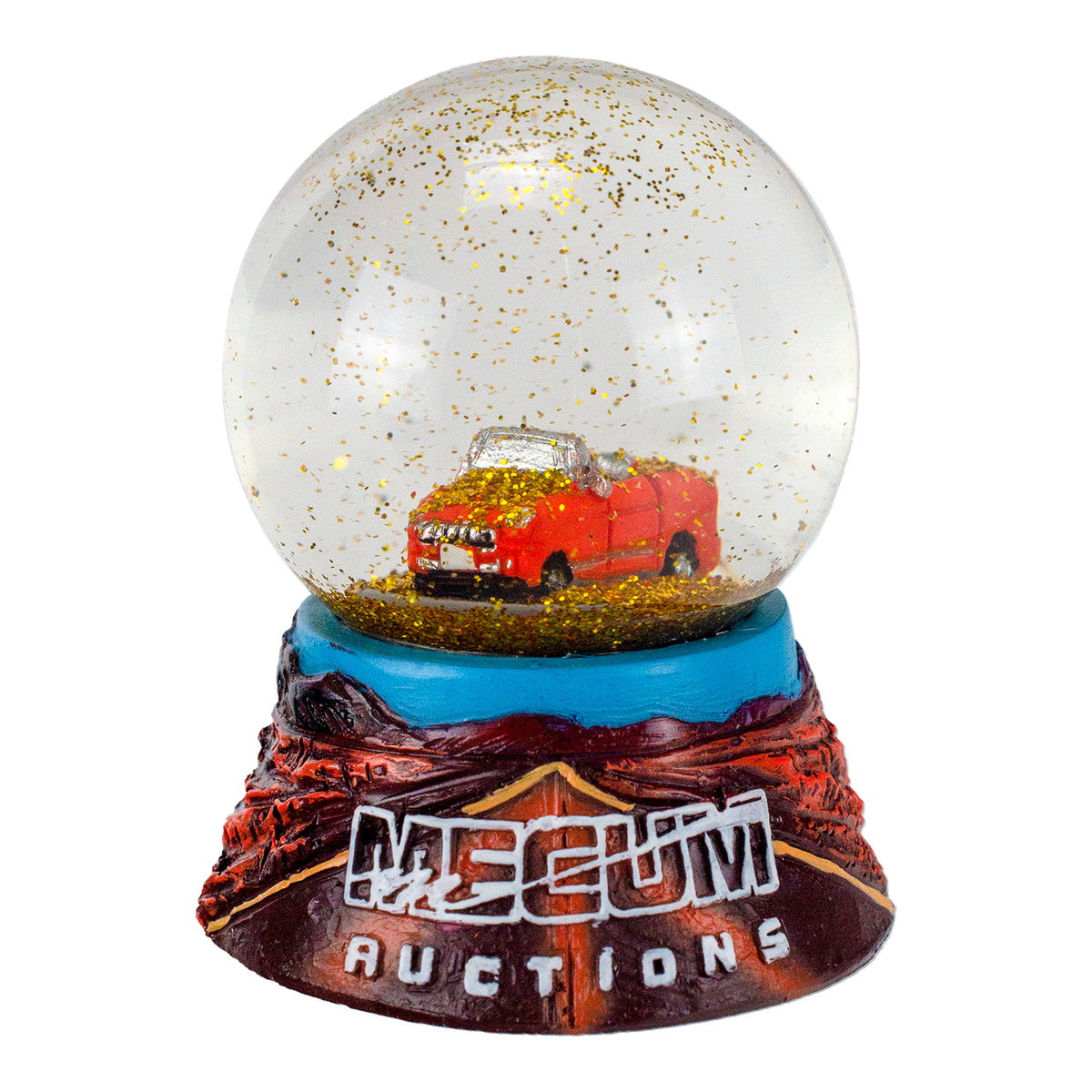 Mecum Auction Mini Snowglobe - Front View  Shaken