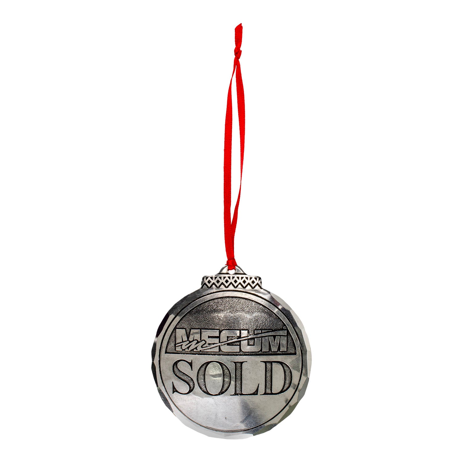 Mecum Auction Metal Sold Ornament - Front View