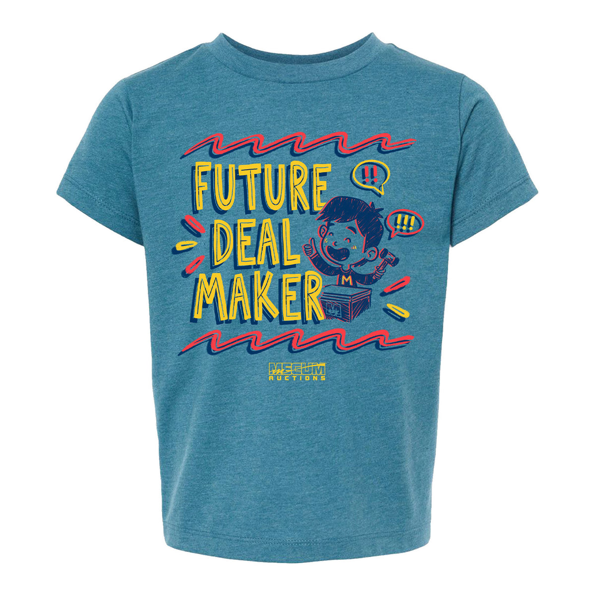 Mecum Future Deal Maker Heather Teal Toddler T-Shirt - Front View