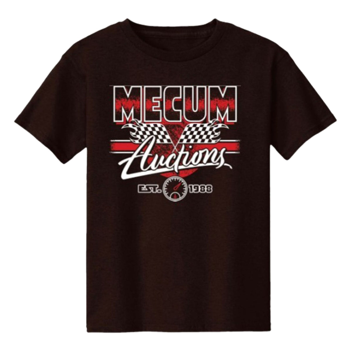 Mecum Flags & Speedometer Toddler T-Shirt in Brown - Front View