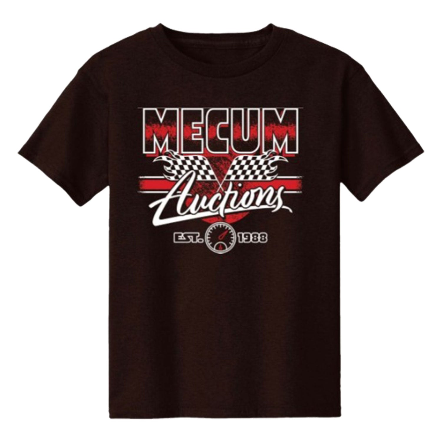 Mecum Flags & Speedometer Toddler T-Shirt in Brown - Front View