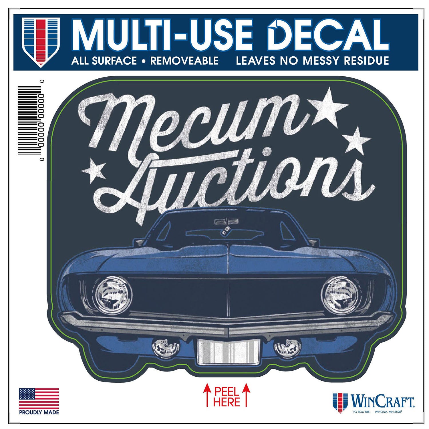Mecum Auctions Navy Car Decal - Front View