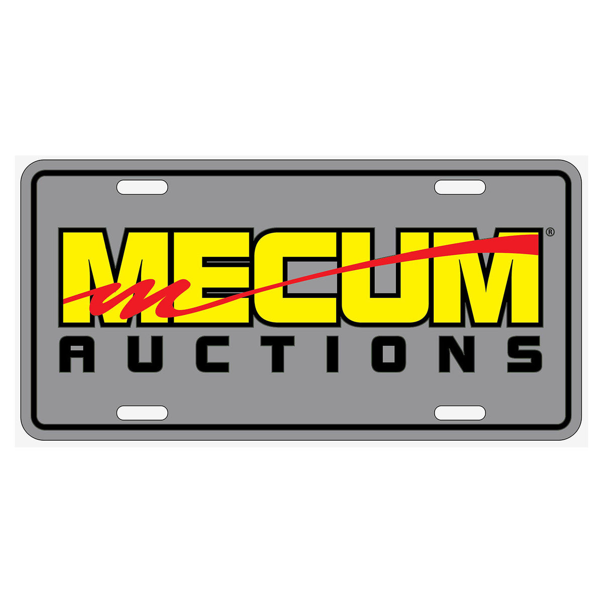 Mecum Auctions Silver Embossed License Plate - Front View