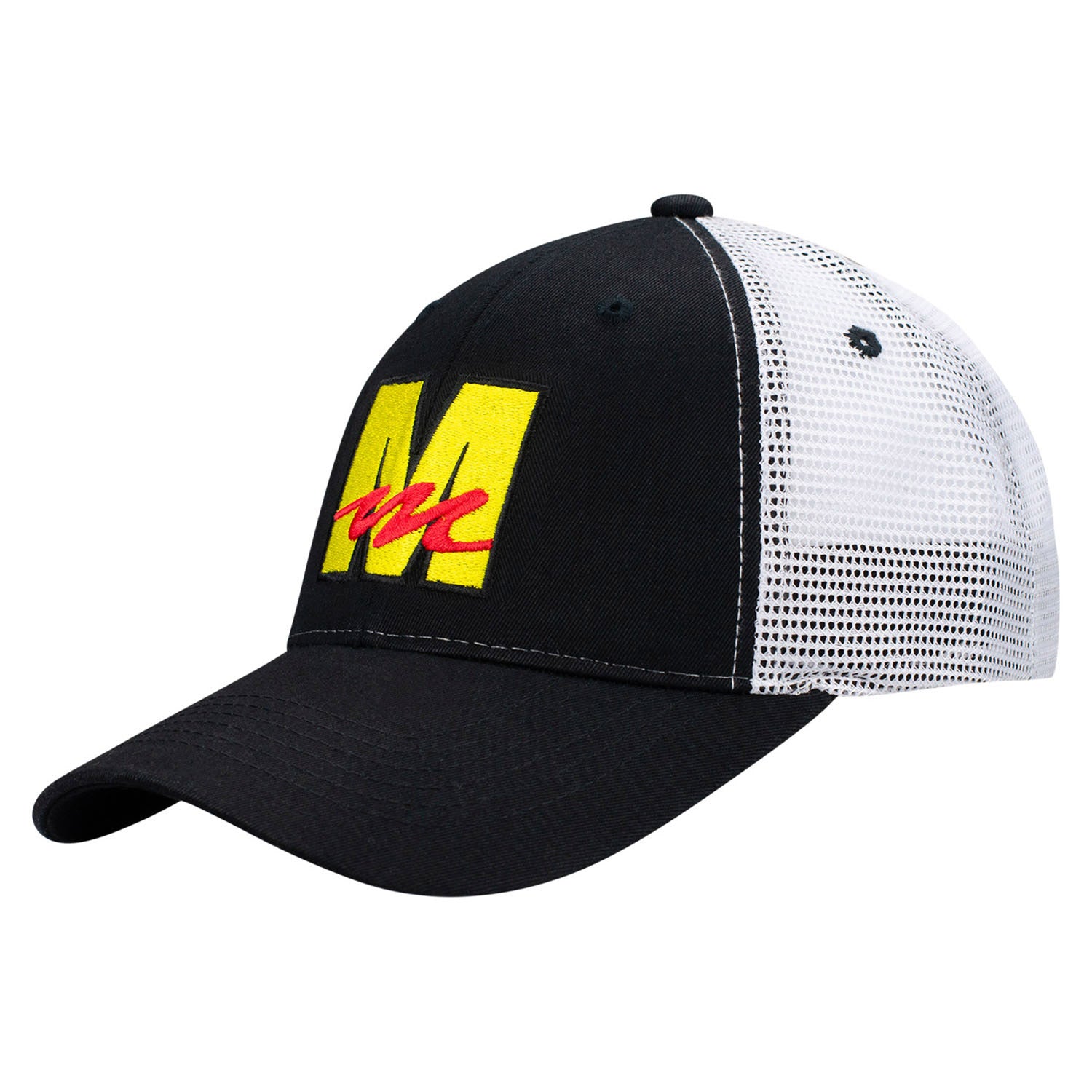 Mecum M Block Black Mesh Trucker - Front Left Side View